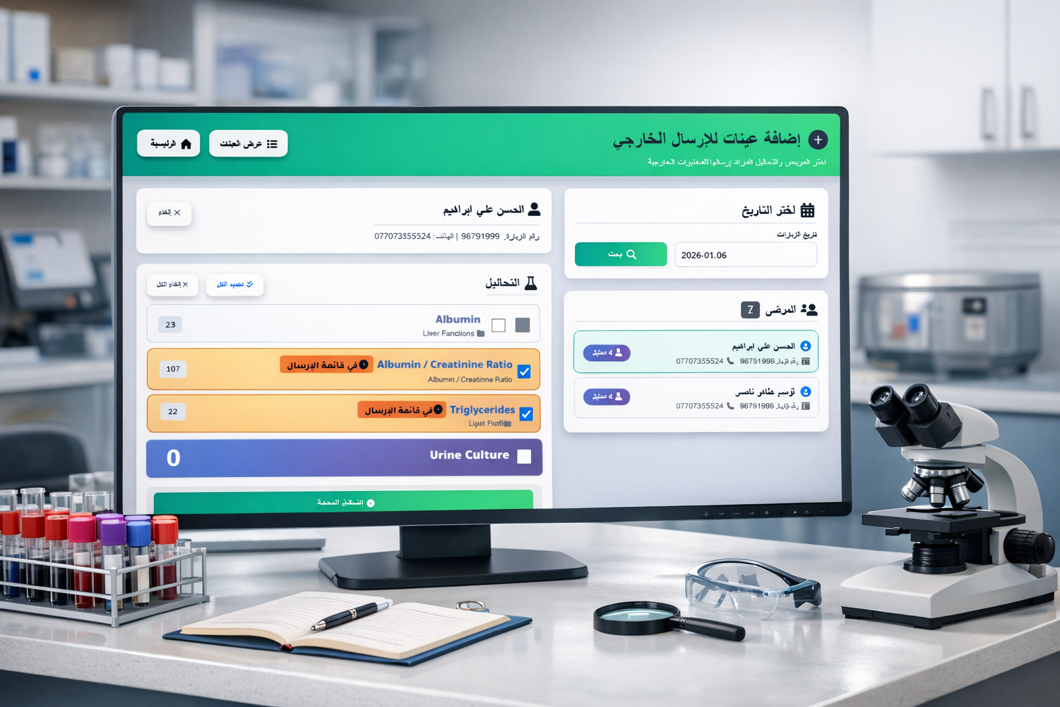 العينات المرسله للخارج